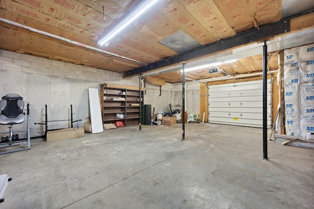 garage with a garage door opener