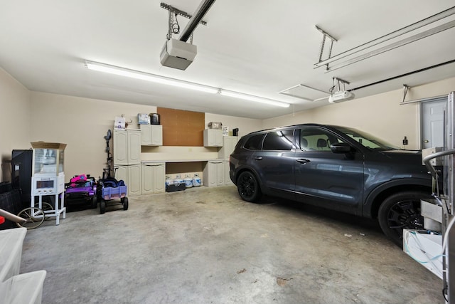 garage with a garage door opener