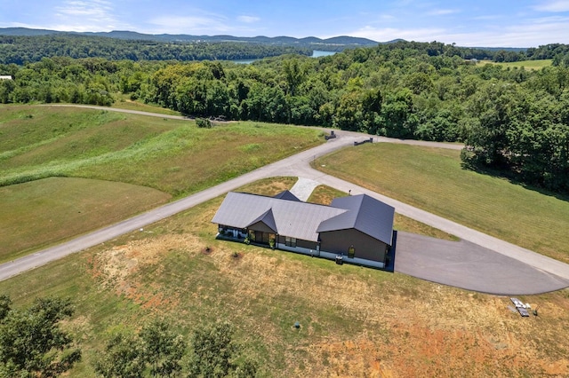 birds eye view of property featuring a mountain view