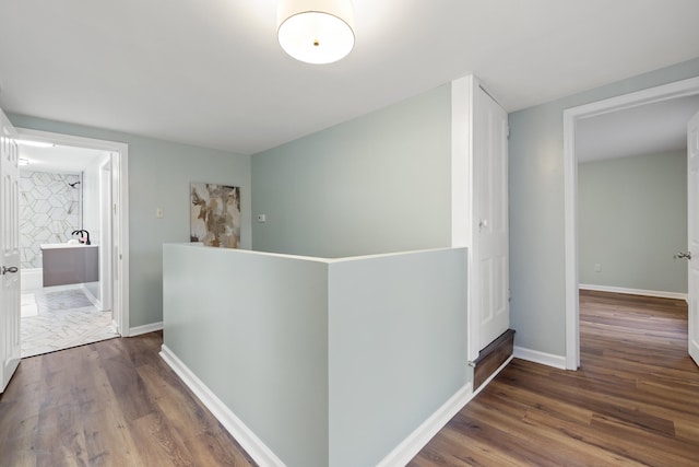 hall featuring dark hardwood / wood-style floors