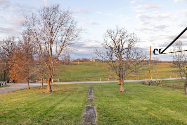 view of yard with a rural view