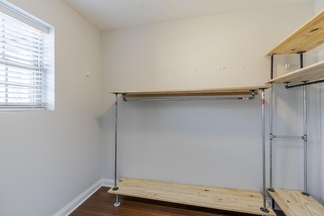 spacious closet with wood finished floors