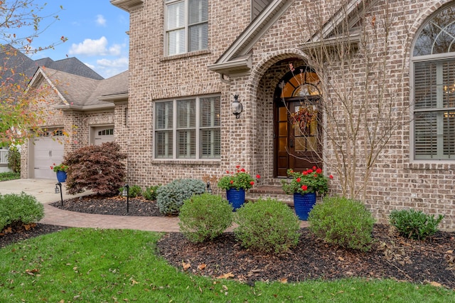 entrance to property with a garage