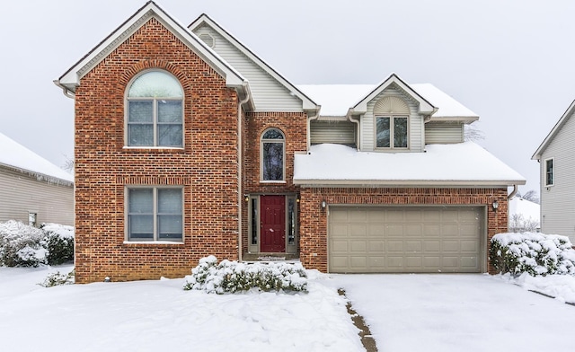 view of front property with a garage