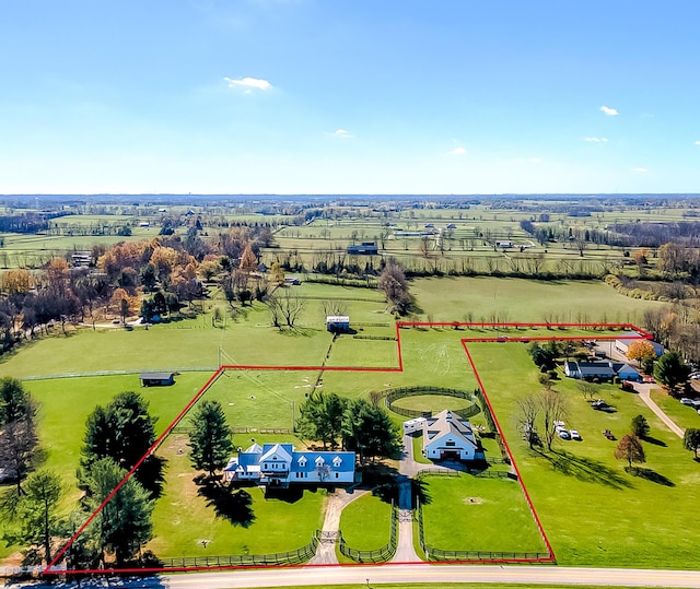 aerial view with a rural view