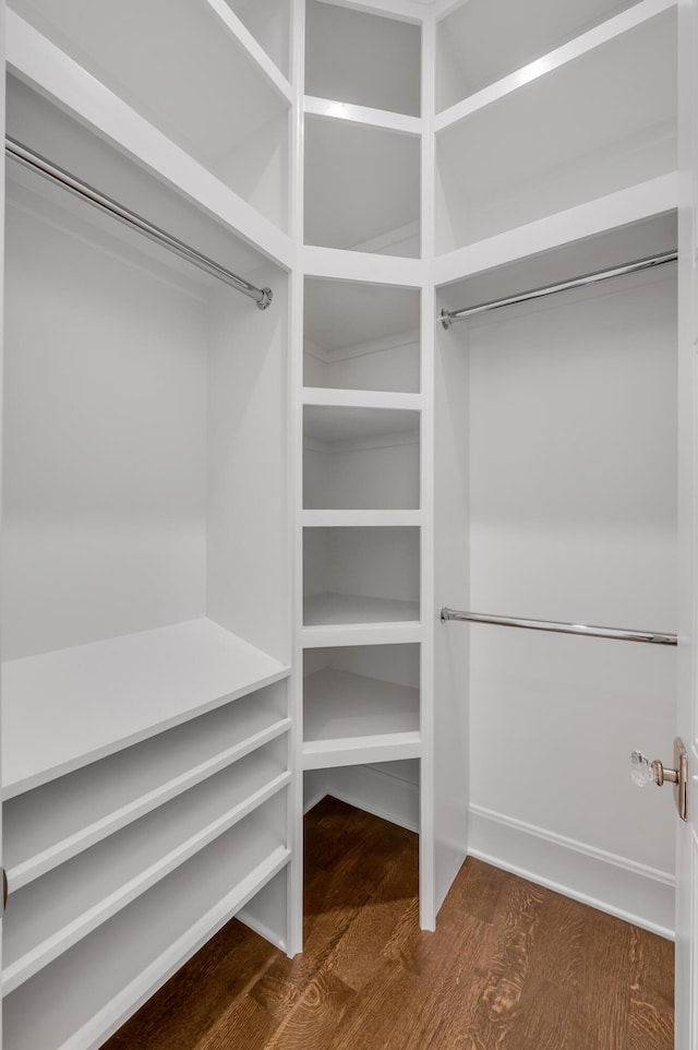 walk in closet featuring hardwood / wood-style floors