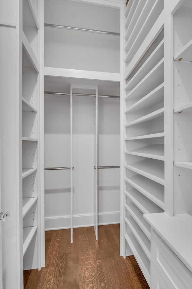 walk in closet featuring dark hardwood / wood-style floors