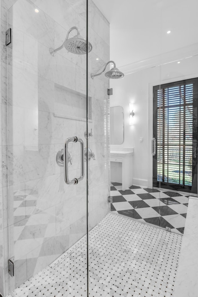 bathroom featuring walk in shower