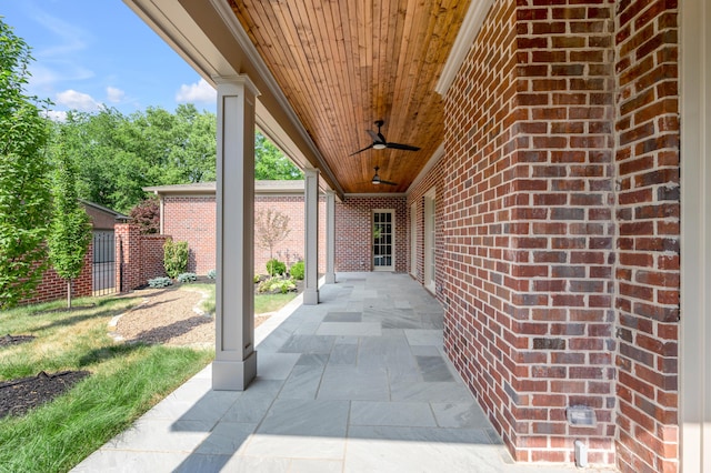 view of patio / terrace featuring ceiling fan