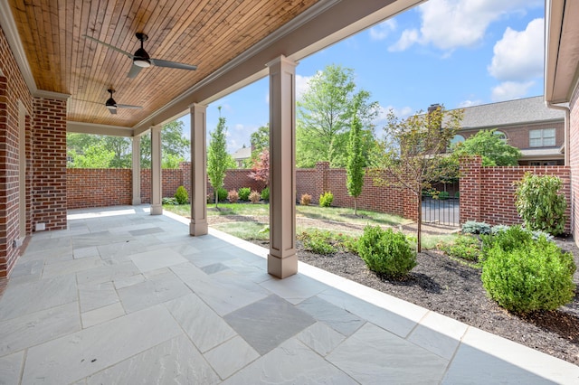 view of patio / terrace featuring ceiling fan