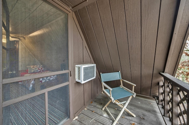 balcony with a wall mounted air conditioner