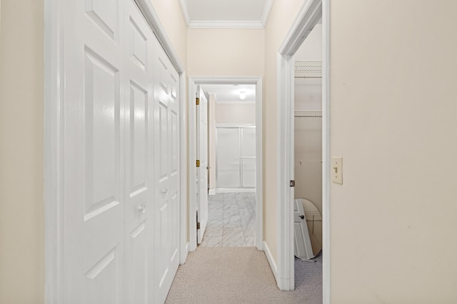 hallway with crown molding