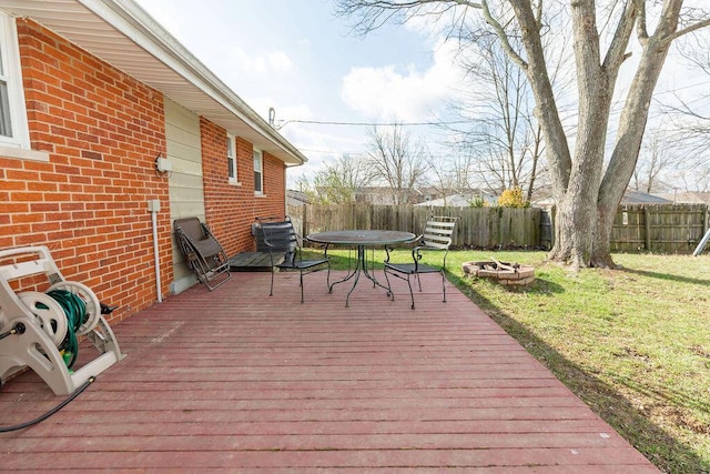 deck featuring a lawn