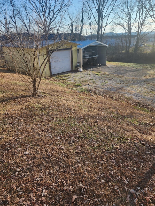 view of yard featuring a carport