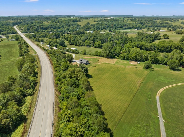 drone / aerial view featuring a rural view