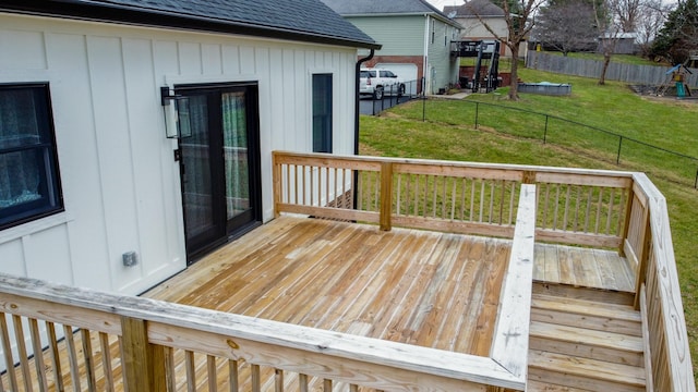 deck with a lawn