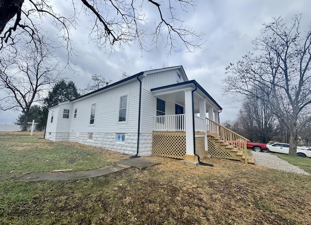 view of home's exterior featuring a porch