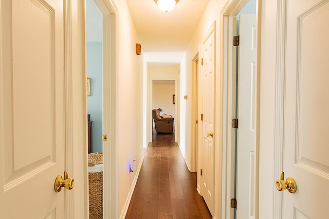 hall featuring dark hardwood / wood-style floors