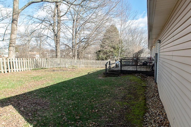 view of yard featuring a deck