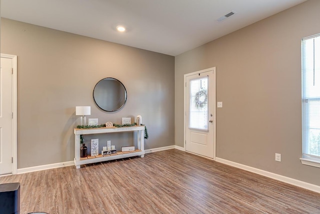 foyer featuring hardwood / wood-style flooring and a healthy amount of sunlight