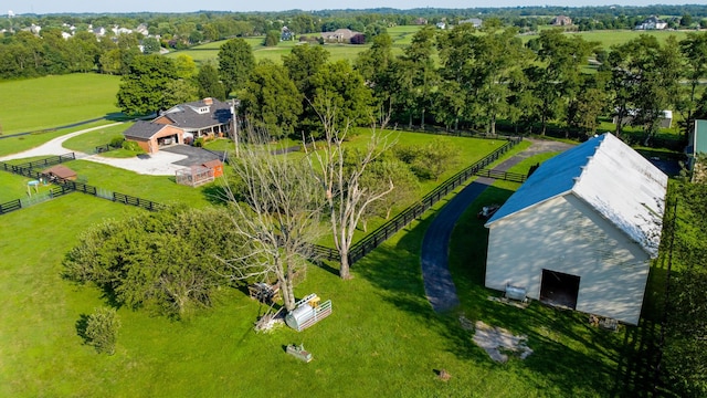 drone / aerial view with a rural view