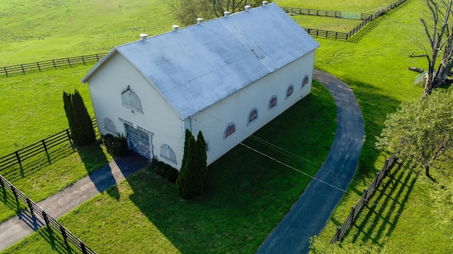 aerial view featuring a rural view