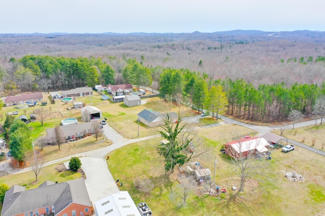 aerial view featuring a forest view