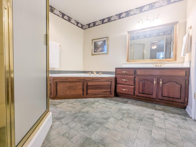 781 E Lexington St, Harrodsburg, KY 40330 - full bath with a shower with door, vanity, and a bath