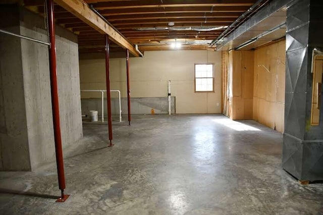 basement with heating unit