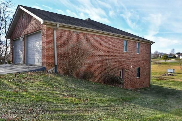 view of property exterior featuring a lawn