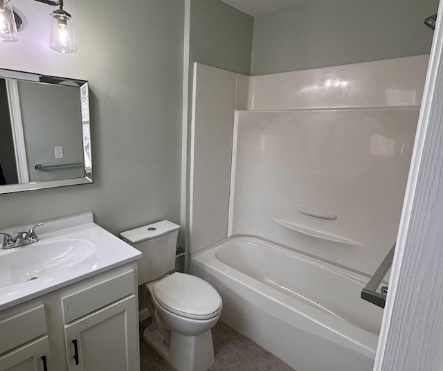 full bathroom with tile patterned flooring, vanity, toilet, and tub / shower combination