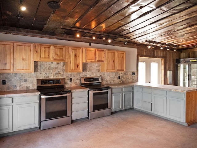 kitchen with stainless steel electric range oven