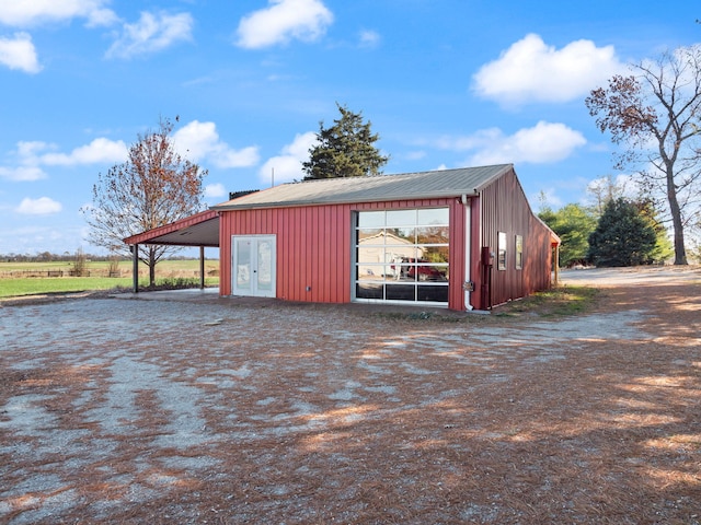 garage with french doors