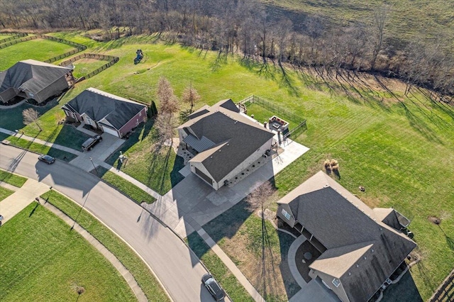 birds eye view of property featuring a rural view