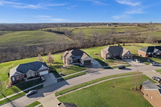 aerial view with a rural view