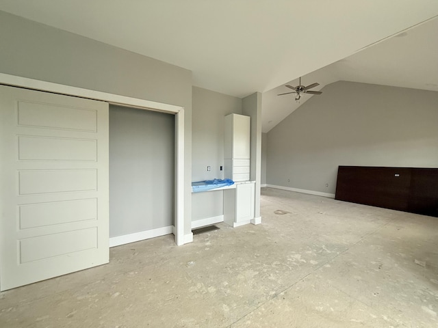 interior space featuring lofted ceiling