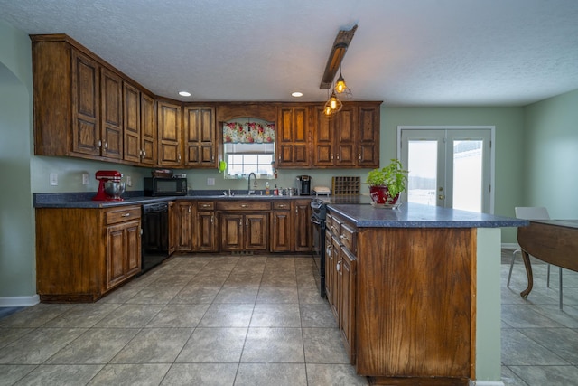 1280 Woodbury Loop, Morgantown, KY 42261 - kitchen featuring black appliances, plenty of natural light, sink, and french doors
