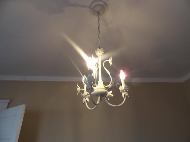 details with a notable chandelier