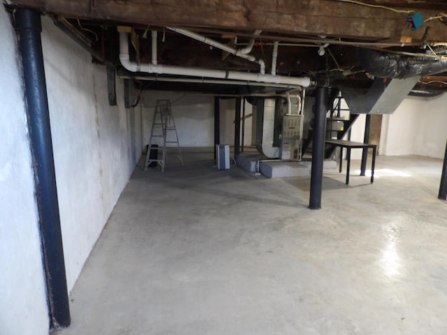 basement with heating unit