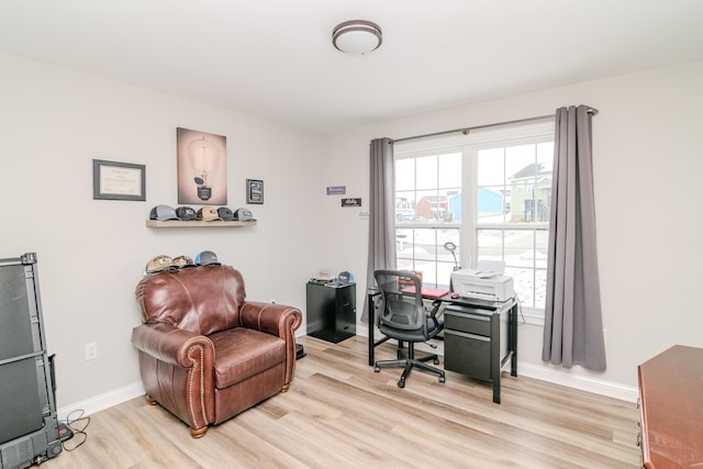 home office featuring light wood-type flooring