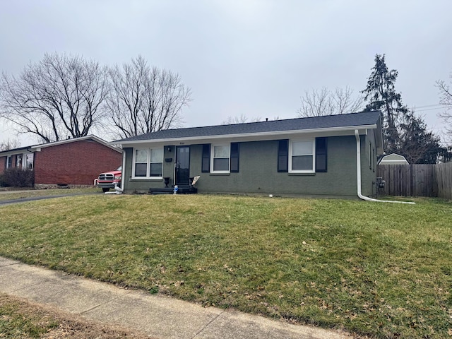 single story home featuring a front yard