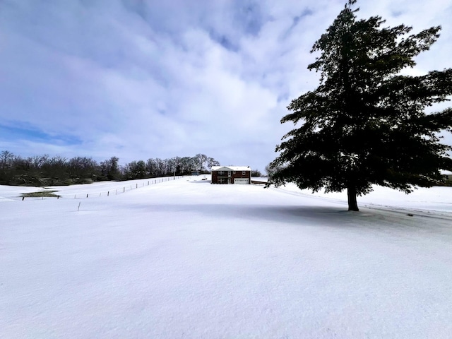 view of yard covered in snow