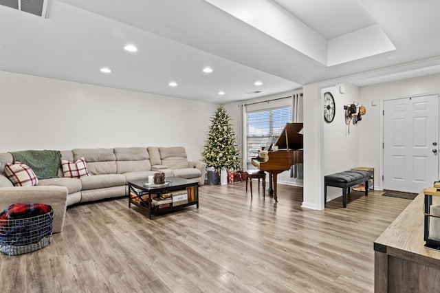 living room featuring wood-type flooring