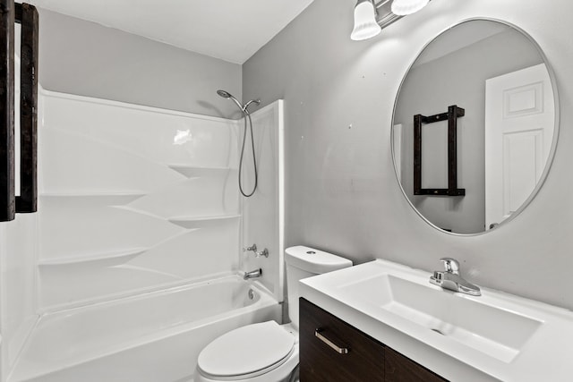 full bathroom with vanity, toilet, and shower / tub combination