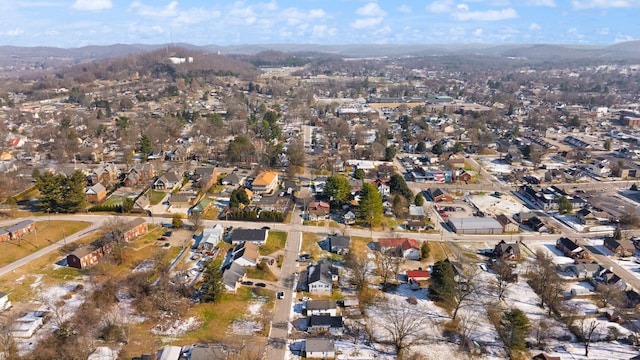 drone / aerial view with a mountain view