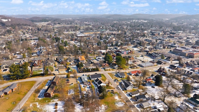 aerial view with a mountain view