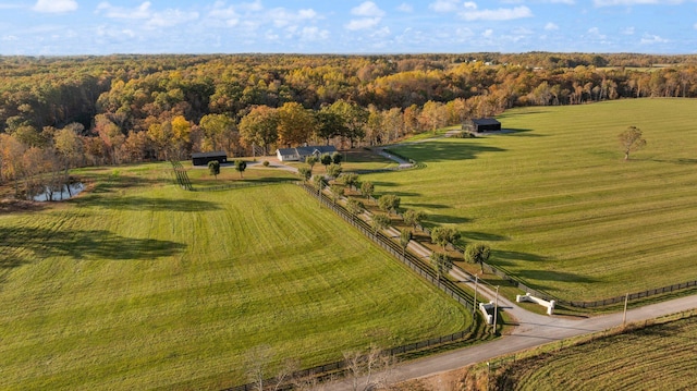 aerial view featuring a rural view