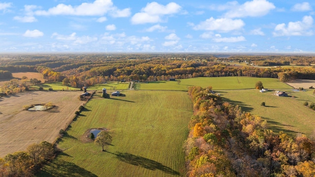 aerial view featuring a rural view