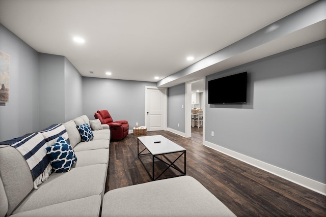 living room featuring dark hardwood / wood-style flooring