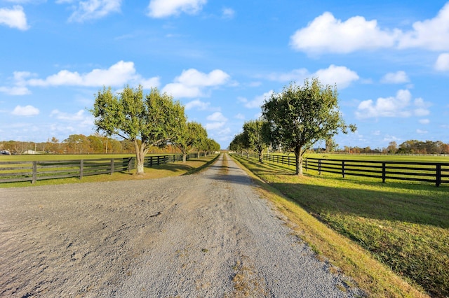 view of road featuring a rural view